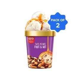 Kwality Walls Twice as Nice Fruit & Nut Frozen Dessert Tub - Pack of 2